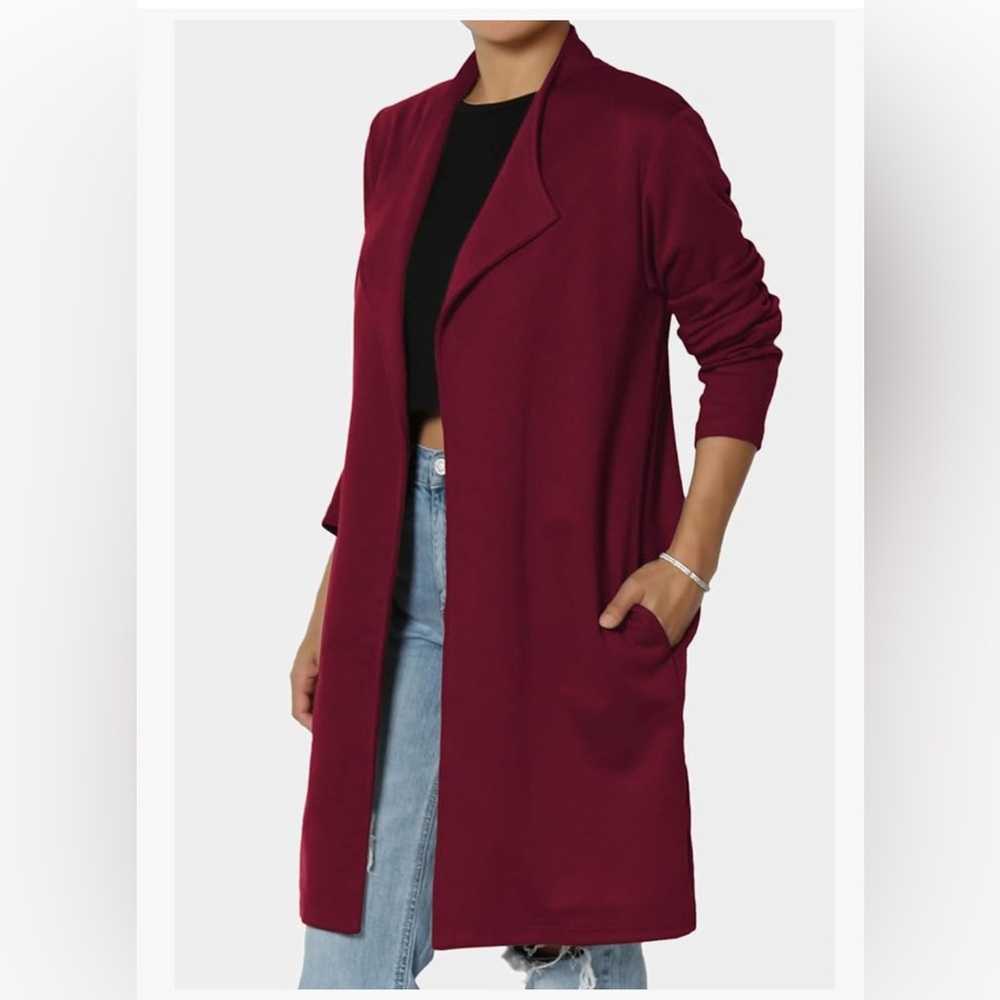 Burgundy Knit Open Cardigan Large - Picture 3 of 9